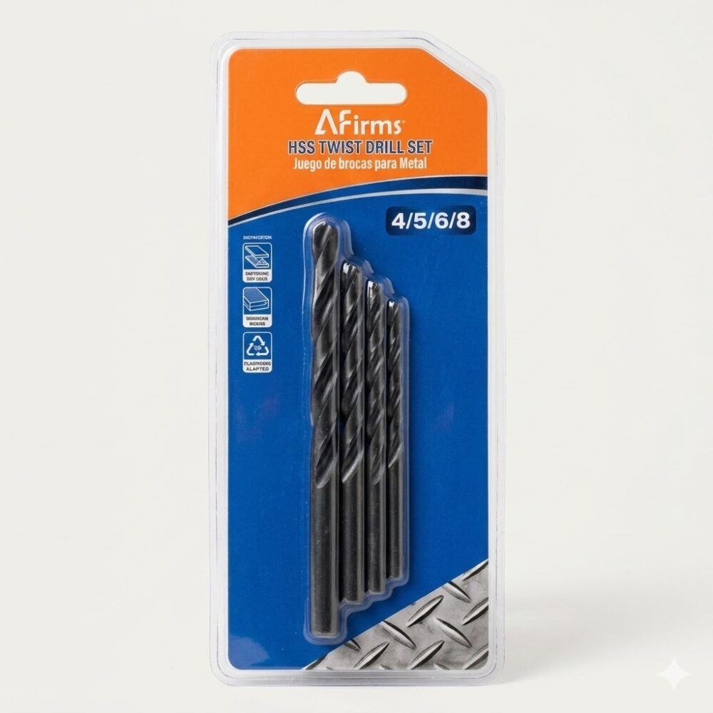 Set de Mechas para Taladro 4 / 5 / 6 / 8 mm – Alta Resistencia – Perforación Precisa en Madera y Metales Livianos