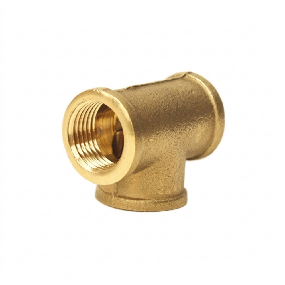Tee de Bronce 1" para Agua y Gas – Conexión Rosca Hembra de Alta Resistencia