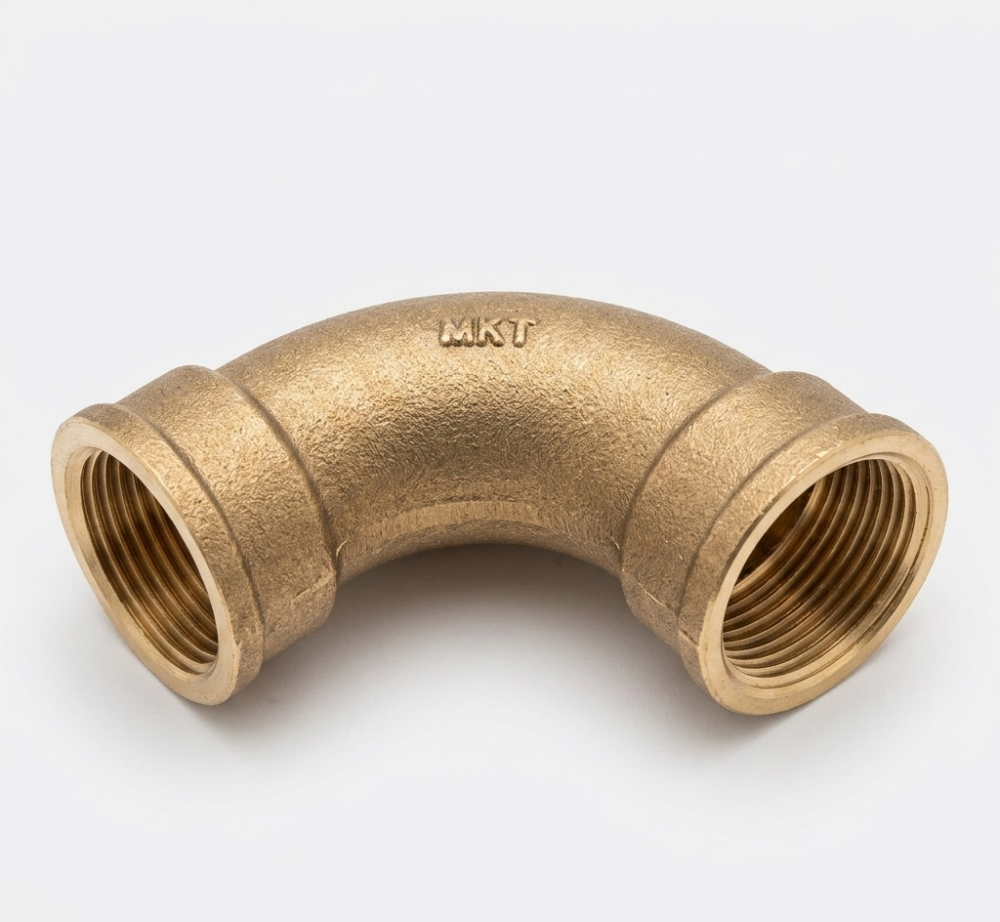 Curva 90° HH 1/2" Bronce para Gas y Agua – Conexión Roscada Hembra Hembra