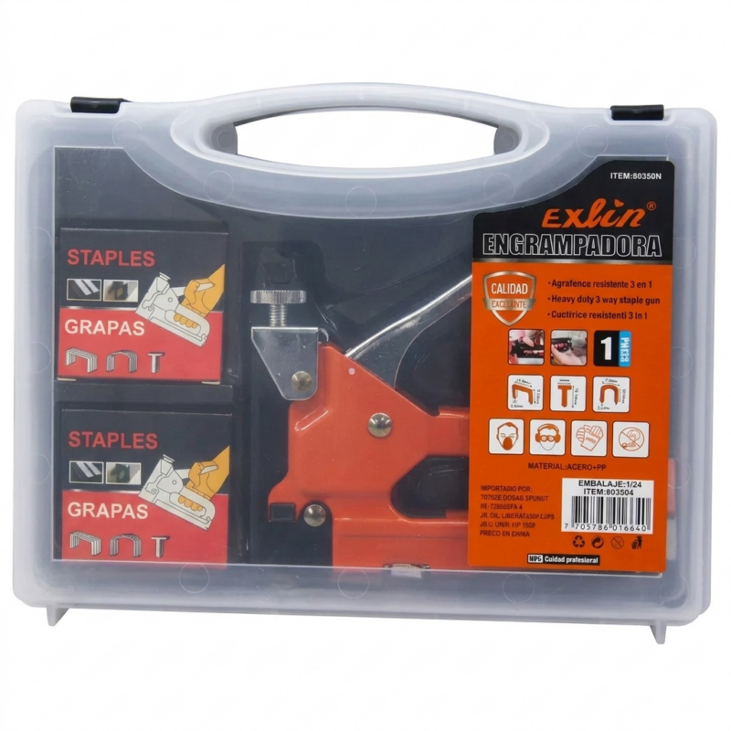 ENGRAMPADORA 3 EN 1 CON CAJA + 300 GRAMPAS EXLIN