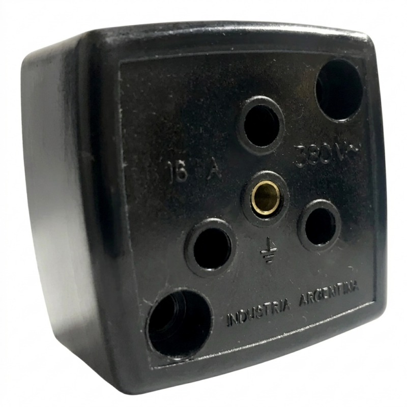 Toma Base Industrial 3x16amp 380v C/neutro Mig Negro