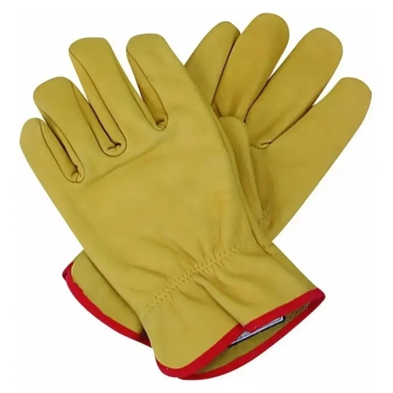 Guantes De Cuero Vaqueta Medio Paseo Amarillo Profesional Reforzados Para Trabajo