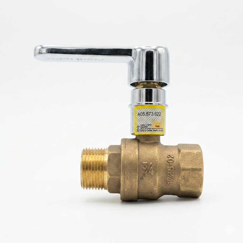 Llave Esférica Para Gas 3/4" MH Bronce Aprobada Palanca Metálica