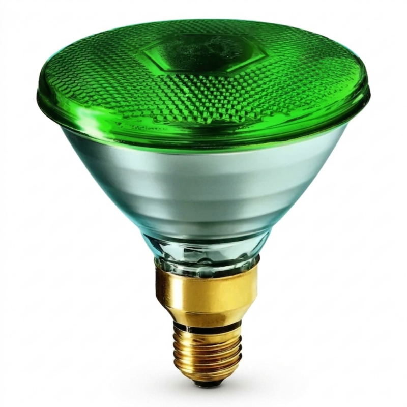 Lámpara Bajo Consumo Interelec PAR38 25W Luz Verde E27 Iluminación Decorativa Exterior e Interior