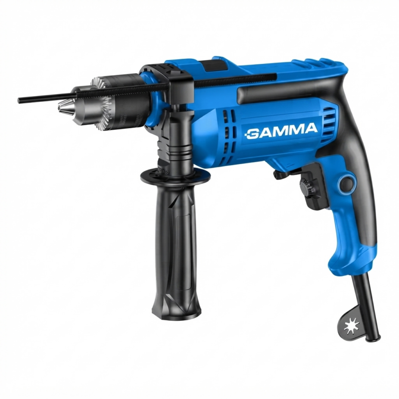 Taladro Eléctrico Gamma 850W Mandril 13 mm Reversible Con Percusión Uso Profesional