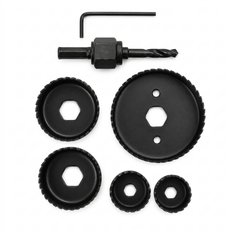 Set Sierra Perforadora Copa 6 Piezas Para Madera PVC Yeso Con Adaptador
