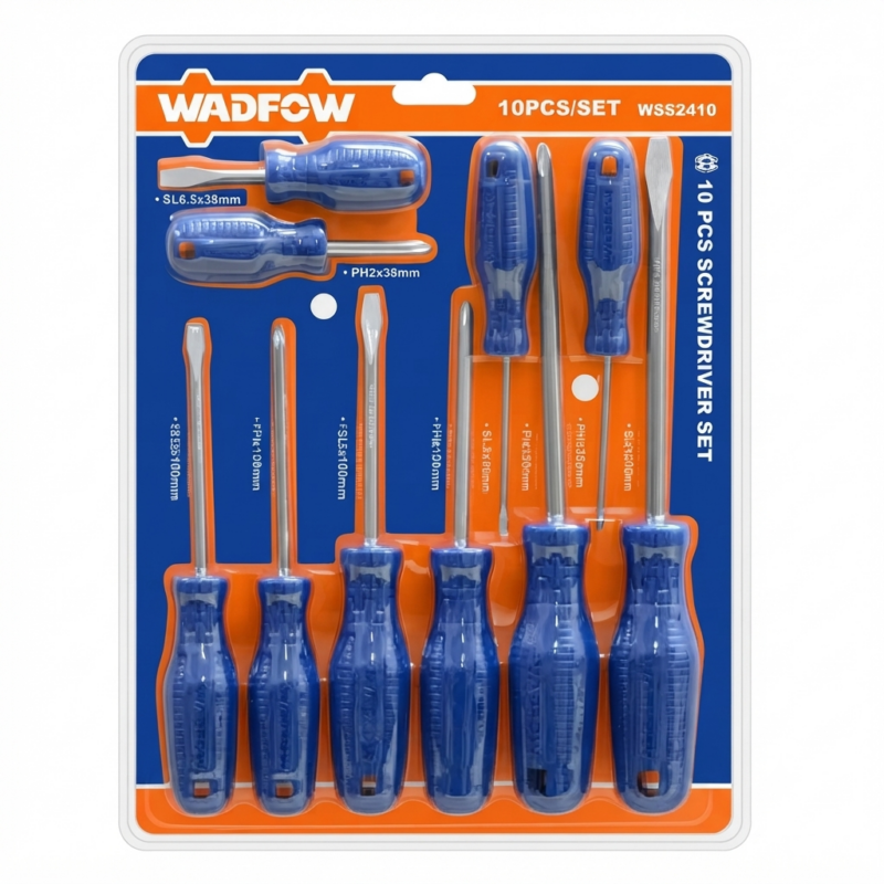 Juego De Destornilladores Wadfow 10 Piezas Phillips Y Plano Mango Ergonómico Profesional